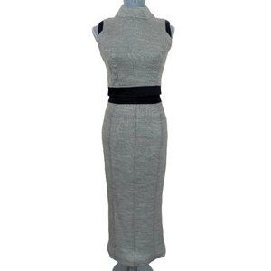 Nisse Women Knitted Sleeveless Top and Fitted Skirt Set of Two Gray Black Size 2